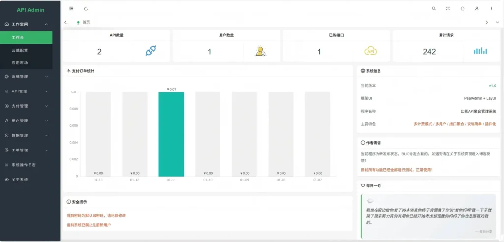 API聚合管理系统源码 | PHP+MySQL多接口计费平台 | 免费开源API管理后台